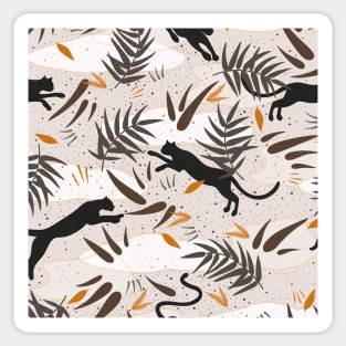 Wilderness with Exotic Plants and Big Cats in Earthy, Natural Shades Sticker